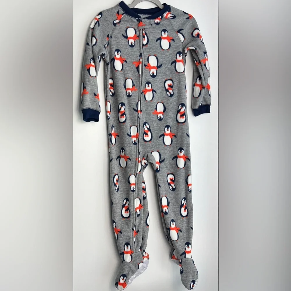 NWOT Toddler Boys Fleece Penguins Footed Pajama Just‎ One You Made by Carter's